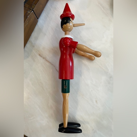 Garanzia Di Qualita Vtg Pinocchio Wooden Doll Made in Italy - 20"H Hand Painted - Picture 2 of 12